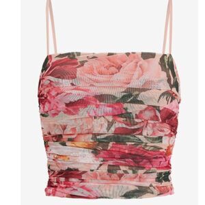 Express Body Contour Floral Mesh Cropped Cami size small